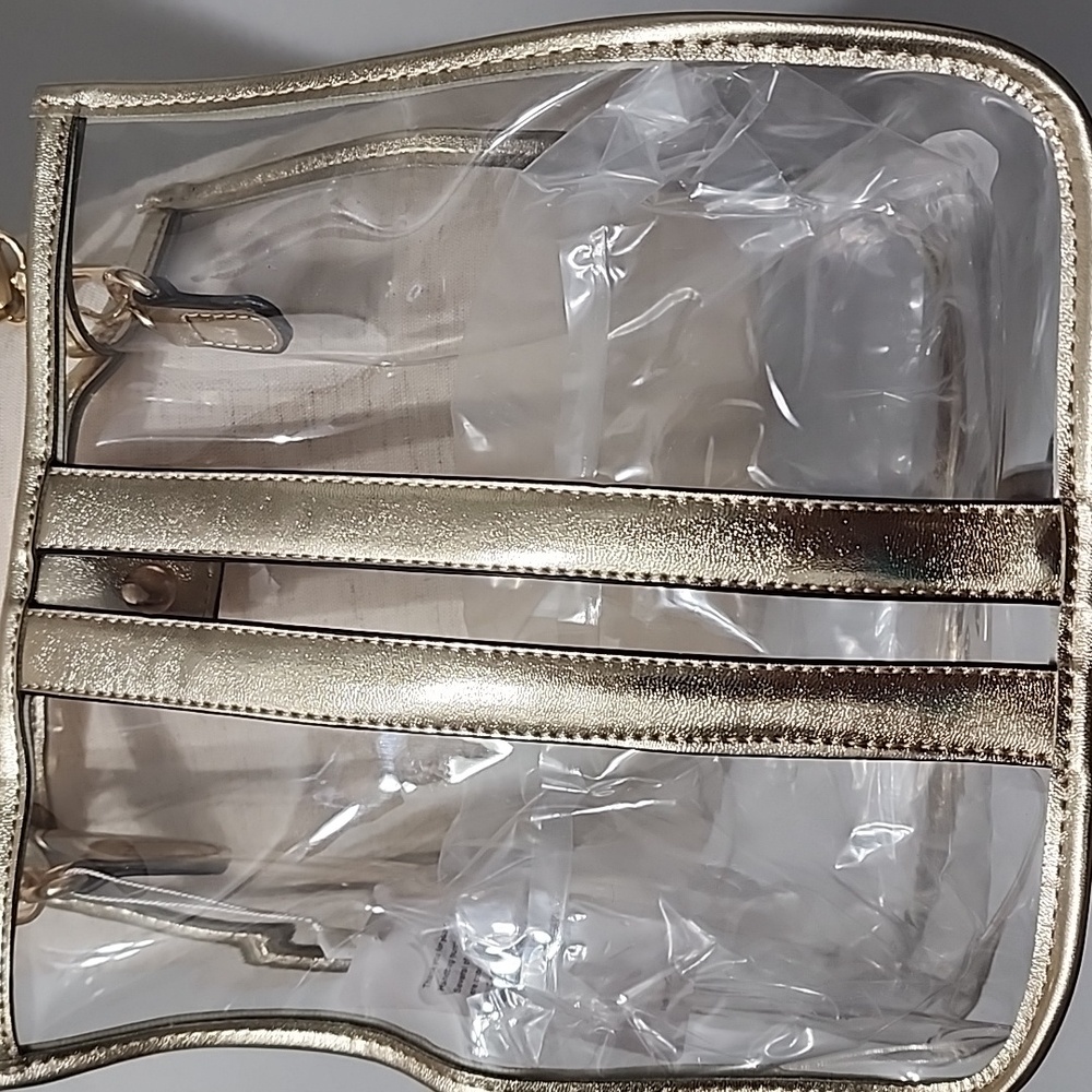 🏈Clearly Crossbody Handbag With Metallic Gold Trim - Picture 4 of 6